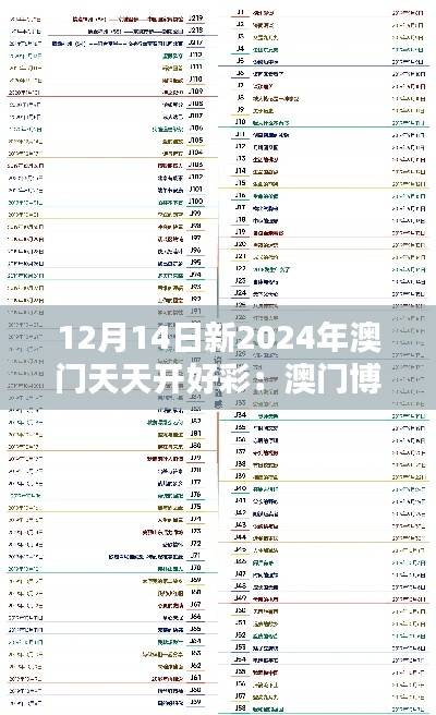 12月14日新2024年澳门天天开好彩：澳门博彩业的转型升级